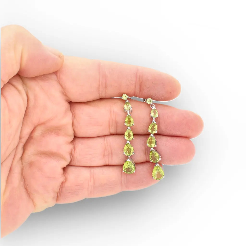 Graduated Peridot Drop Earrings