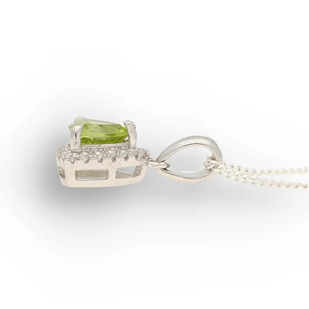 Trillion Peridot Halo Necklace