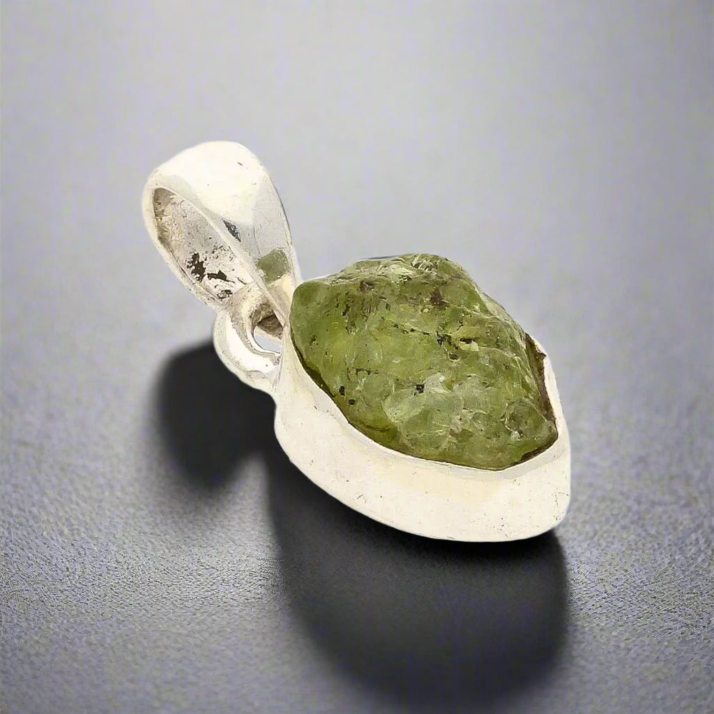 Buy your Fresh Start – Rough Peridot Silver Pendant online now or in store at Forever Gems in Franschhoek, South Africa