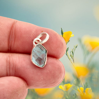 Buy your Nature's Treasures: Raw Aquamarine Sterling Silver Necklace online now or in store at Forever Gems in Franschhoek, South Africa