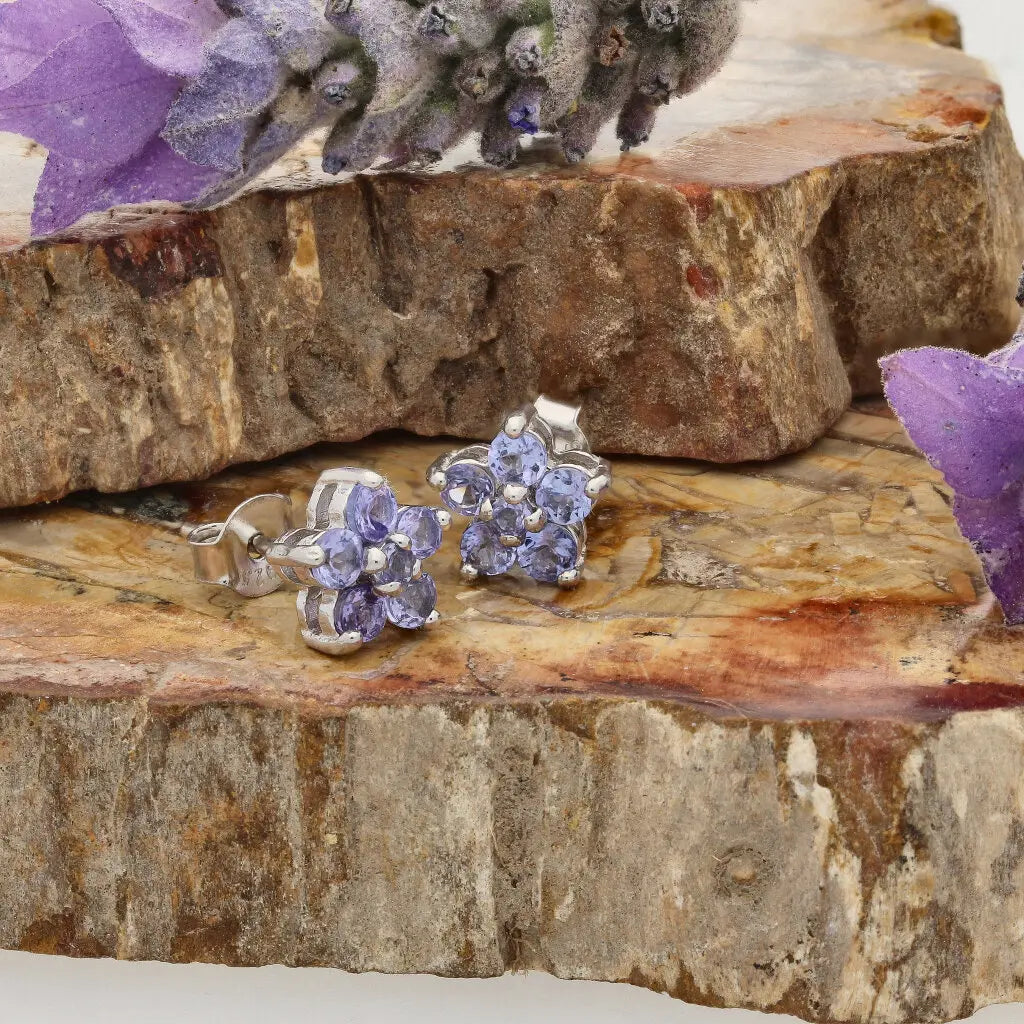 Get your Eternal Blossom: Handcrafted Silver Earrings with Tanzanite Gems online now or in store at Forever Gems in Franschhoek, South Africa