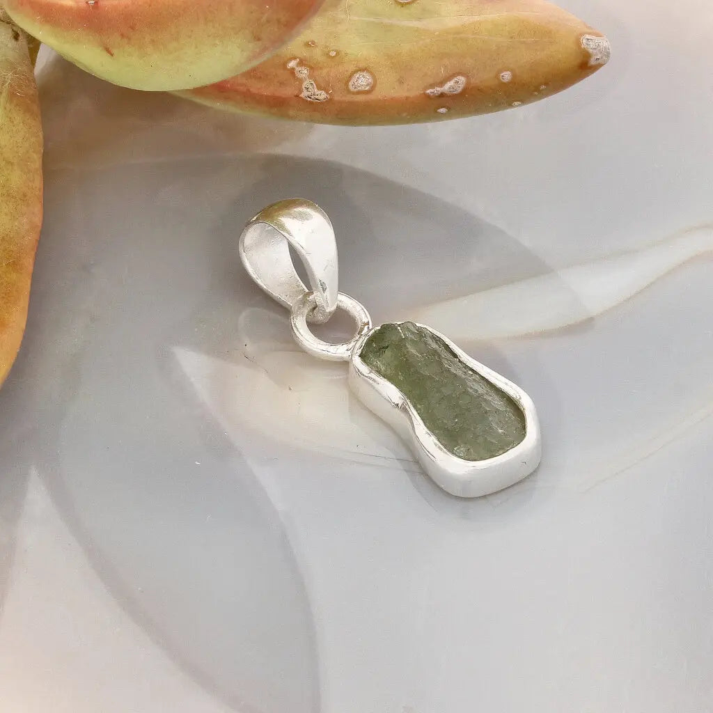 Get your Moldavite Energy Pendant – Silver Set Czech Tektite online now or in store at Forever Gems in Franschhoek, South Africa