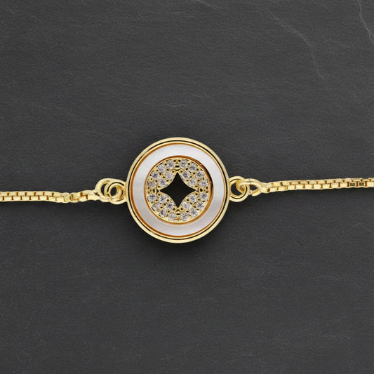 Get your Luminous Halo Mother of Pearl Gold Plated Bracelet online now or in store at Forever Gems in Franschhoek, South Africa