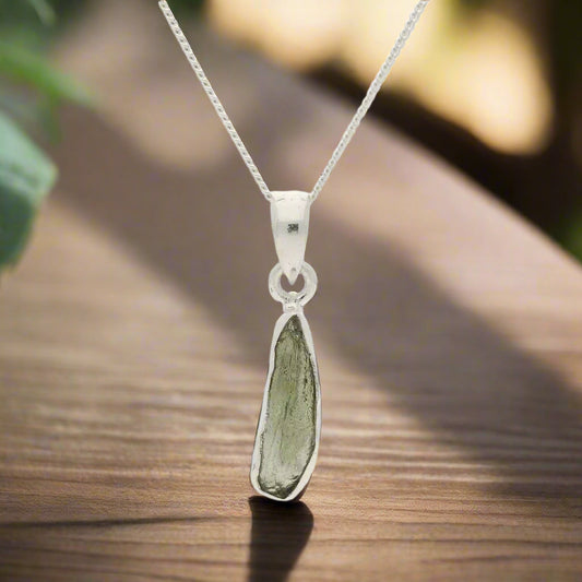 Get your Moldavite Cosmic Necklace – Real Gem in Silver Shine online now or in store at Forever Gems in Franschhoek, South Africa
