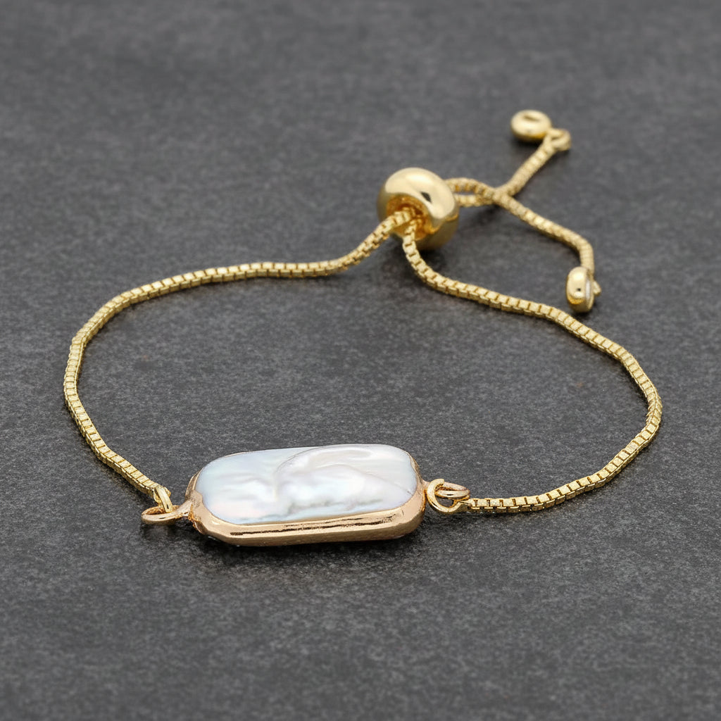 Get your Iridescent Glow Rectangle Pearl Gold Plated Bracelet online now or in store at Forever Gems in Franschhoek, South Africa