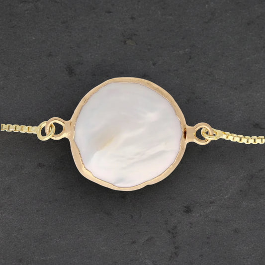 Get your Moonlight Glow Coin Pearl Gold Plated Bracelet online now or in store at Forever Gems in Franschhoek, South Africa