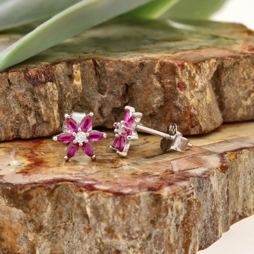 Get your Pink Petal Paradise: CZ Silver Studs online now or in store at Forever Gems in Franschhoek, South Africa