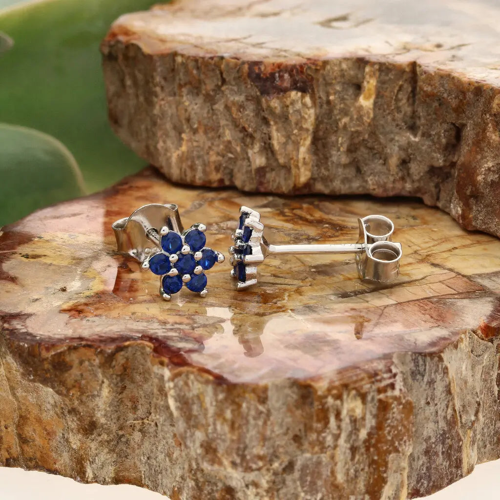 Get your Petite Sterling Silver Blue CZ Flower Stud Earrings online now or in store at Forever Gems in Franschhoek, South Africa