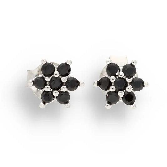 Get your Petite Sterling Silver Black CZ Flower Stud Earrings online now or in store at Forever Gems in Franschhoek, South Africa