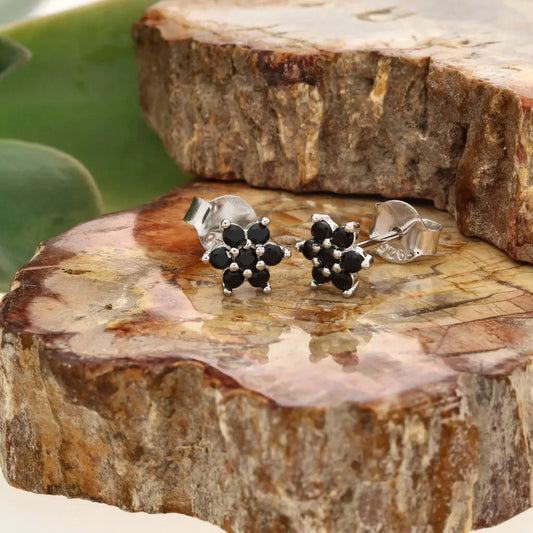Get your Petite Sterling Silver Black CZ Flower Stud Earrings online now or in store at Forever Gems in Franschhoek, South Africa