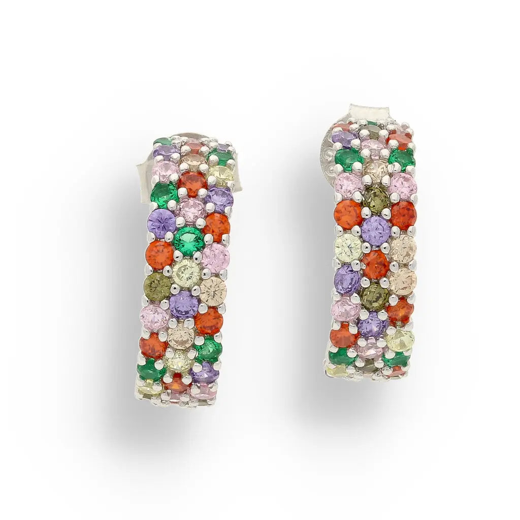 Get your Rainbow Sparkle Sterling Silver Multi-Colour CZ Hoop Earrings online now or in store at Forever Gems in Franschhoek, South Africa