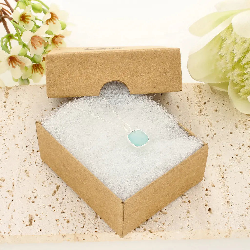 Blue Chalcedony Sterling Silver Necklace – Soft Aqua Stone