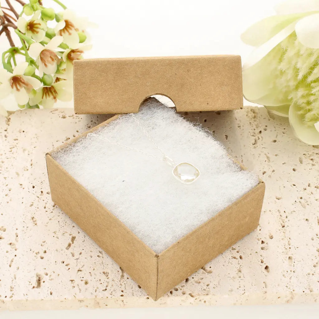 Quartz Sterling Silver Necklace – Elegant Square Gemstone