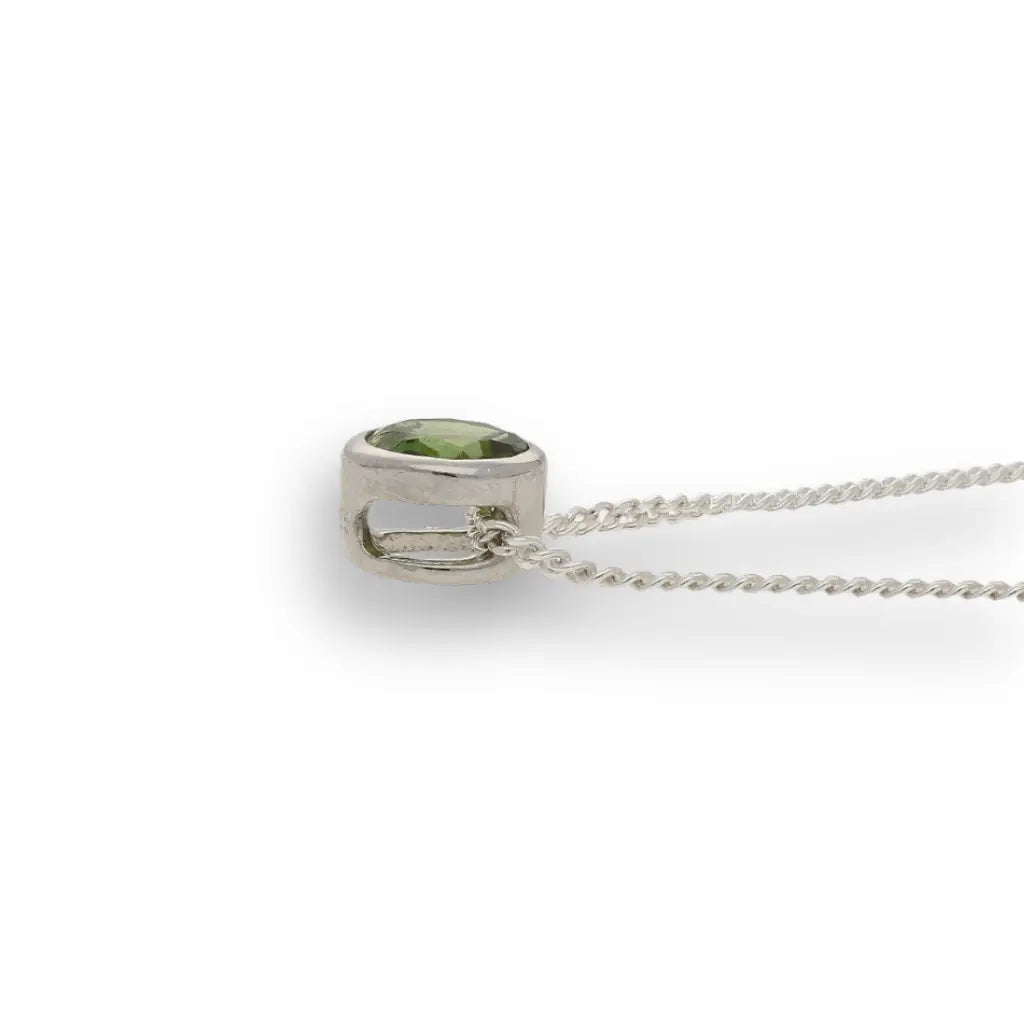 Verdant Glow Natural Green Tourmaline Tube Set Slider Necklace