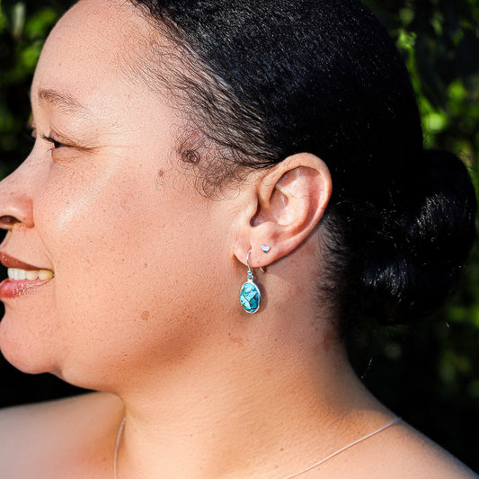 Get your Blue Skies & Golden Veins - Sterling Silver Copper Turquoise Drops online now or in store at Forever Gems in Franschhoek, South Africa
