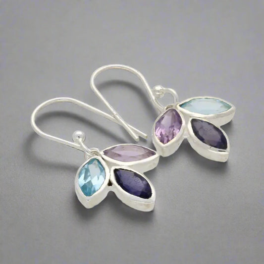 Get your Shimmering Leaf: Amethyst, Blue Topaz & Iolite Earrings online now or in store at Forever Gems in Franschhoek, South Africa