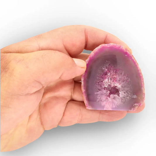 Get your Pink Agate Flat Base Crystal Geode Slice online now or in store at Forever Gems in Franschhoek, South Africa