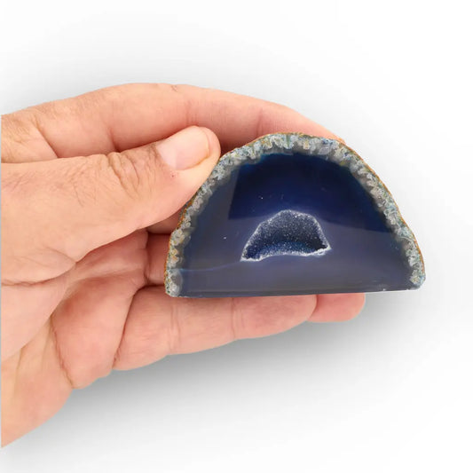 Get your Deep Blue Agate Flat Base Crystal Geode online now or in store at Forever Gems in Franschhoek, South Africa
