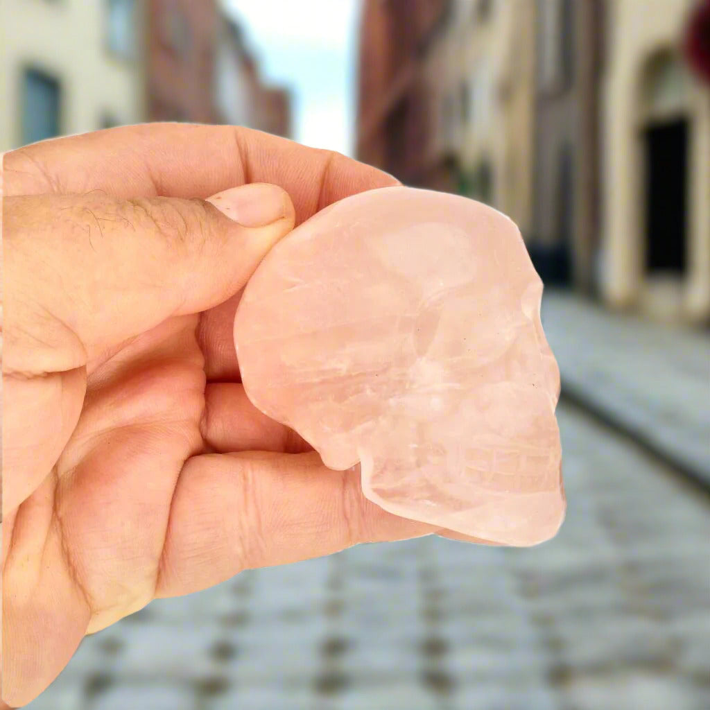 Get your Skull of Serenity: Rose Quartz Crystal Masterpiece online now or in store at Forever Gems in Franschhoek, South Africa