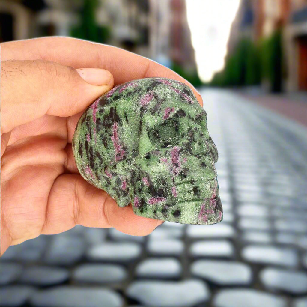 Get your Ruby Zoisite Skull: Fusion of Passion & Growth online now or in store at Forever Gems in Franschhoek, South Africa
