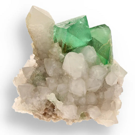 Get your Rare Green Fluorite Octahedral Crystals with Quartz Matrix - Riemvasmaak, Northern Cape, South Africa online now or in store at Forever Gems in Franschhoek, South Africa
