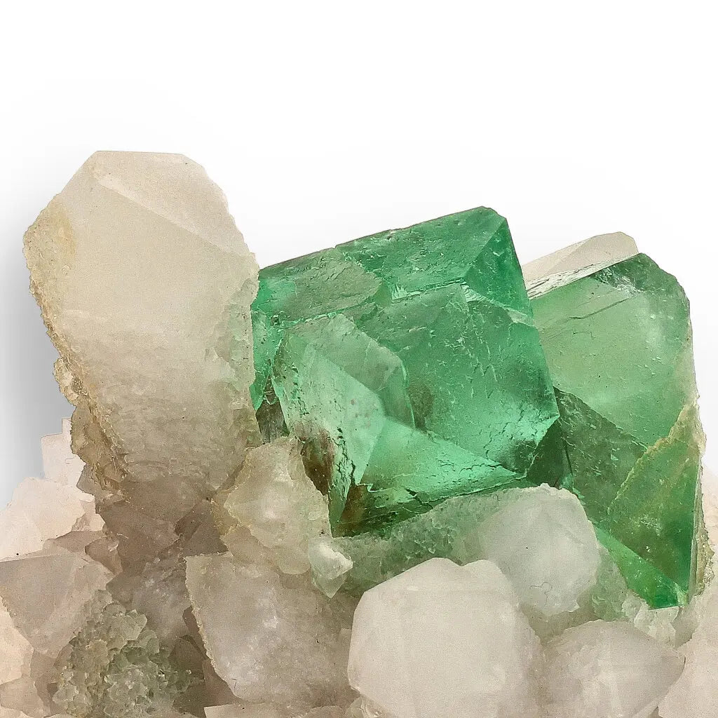 Get your Rare Green Fluorite Octahedral Crystals with Quartz Matrix - Riemvasmaak, Northern Cape, South Africa online now or in store at Forever Gems in Franschhoek, South Africa