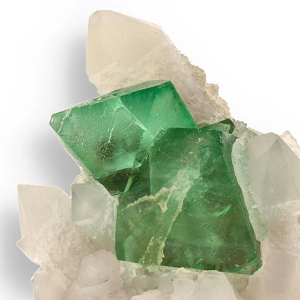 Get your Rare Green Fluorite Octahedral Crystals with Quartz Matrix - Riemvasmaak, Northern Cape, South Africa online now or in store at Forever Gems in Franschhoek, South Africa