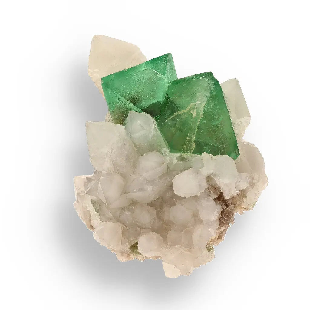 Get your Rare Green Fluorite Octahedral Crystals with Quartz Matrix - Riemvasmaak, Northern Cape, South Africa online now or in store at Forever Gems in Franschhoek, South Africa
