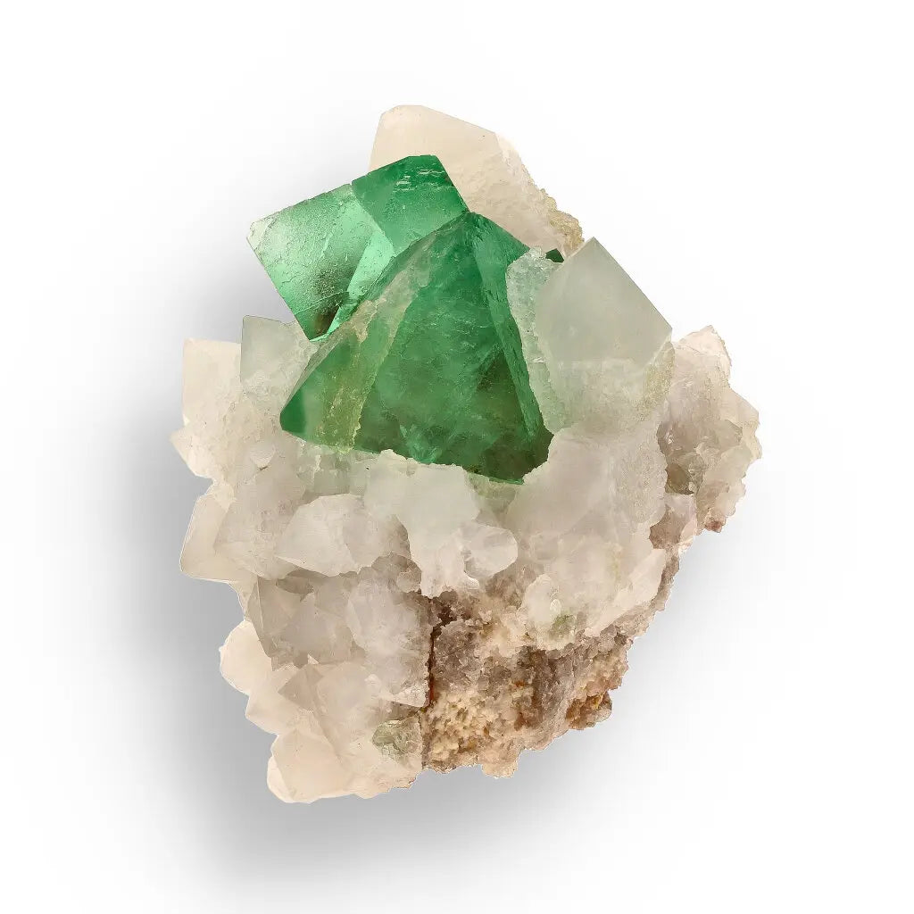Get your Rare Green Fluorite Octahedral Crystals with Quartz Matrix - Riemvasmaak, Northern Cape, South Africa online now or in store at Forever Gems in Franschhoek, South Africa