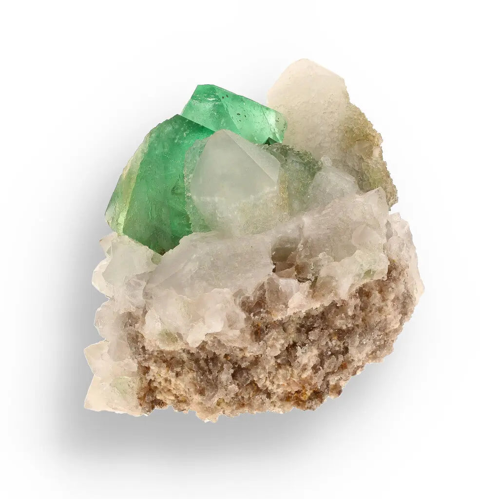 Get your Rare Green Fluorite Octahedral Crystals with Quartz Matrix - Riemvasmaak, Northern Cape, South Africa online now or in store at Forever Gems in Franschhoek, South Africa