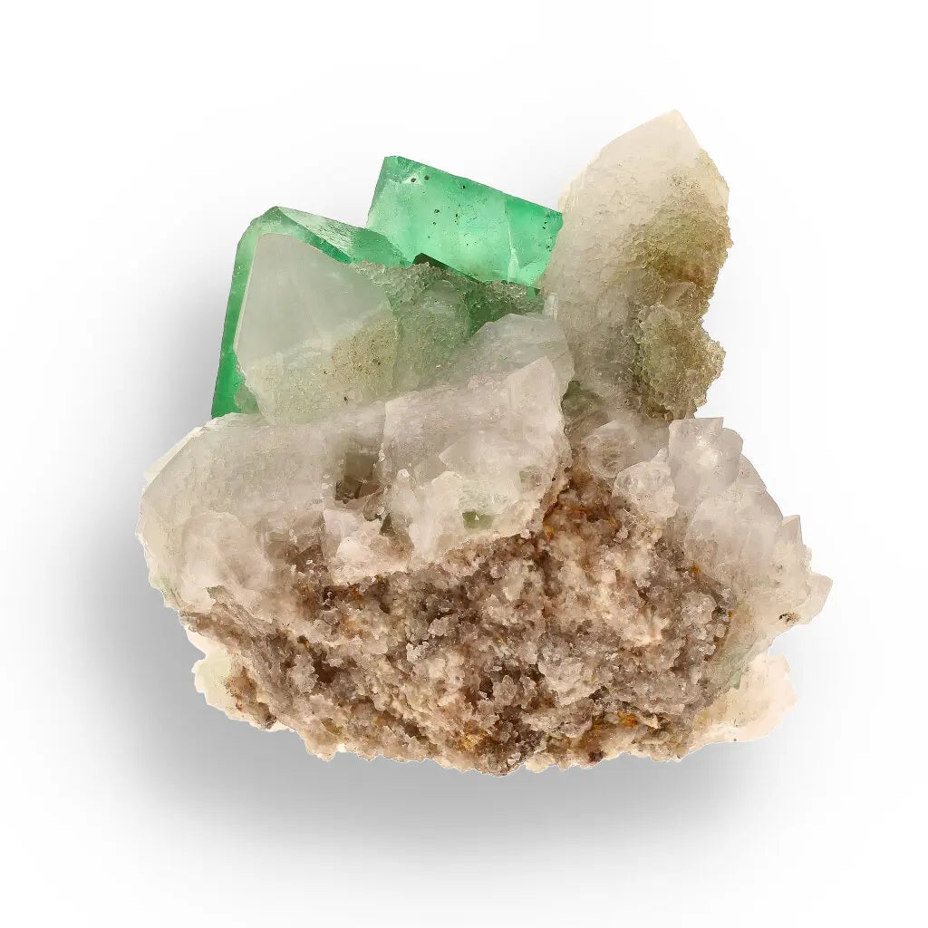 Get your Rare Green Fluorite Octahedral Crystals with Quartz Matrix - Riemvasmaak, Northern Cape, South Africa online now or in store at Forever Gems in Franschhoek, South Africa