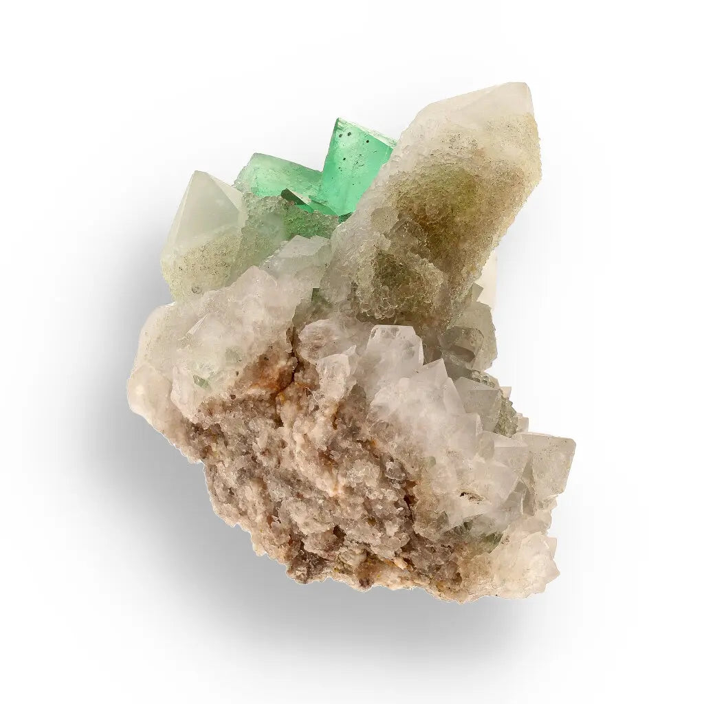 Get your Rare Green Fluorite Octahedral Crystals with Quartz Matrix - Riemvasmaak, Northern Cape, South Africa online now or in store at Forever Gems in Franschhoek, South Africa