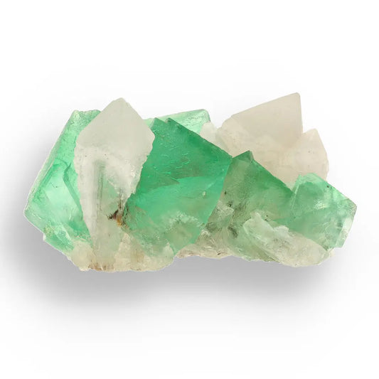 Get your Rare Green Fluorite Octahedral Crystal Cluster with White Quartz - Riemvasmaak, Northern Cape, South Africa online now or in store at Forever Gems in Franschhoek, South Africa