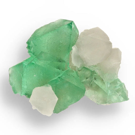 Get your Rare Green Fluorite Octahedral Crystal Cluster with White Quartz - Riemvasmaak, Northern Cape, South Africa online now or in store at Forever Gems in Franschhoek, South Africa