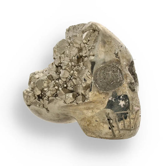 Get your Ancient Wisdom Meets Modern Energy: The Pyrite Carved Skull online now or in store at Forever Gems in Franschhoek, South Africa