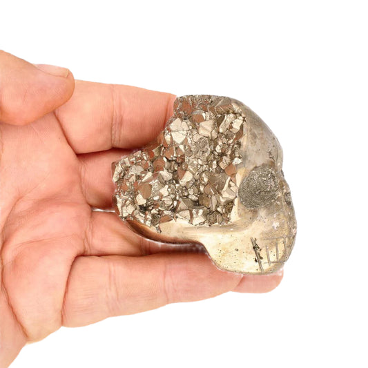 Get your Ancient Wisdom Meets Modern Energy: The Pyrite Carved Skull online now or in store at Forever Gems in Franschhoek, South Africa