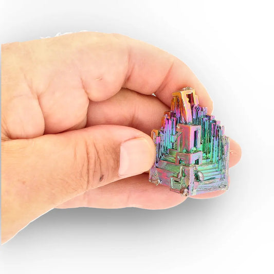 Get your Iridescent Bismuth Crystal – Unique Metallic Rainbow Specimen online now or in store at Forever Gems in Franschhoek, South Africa