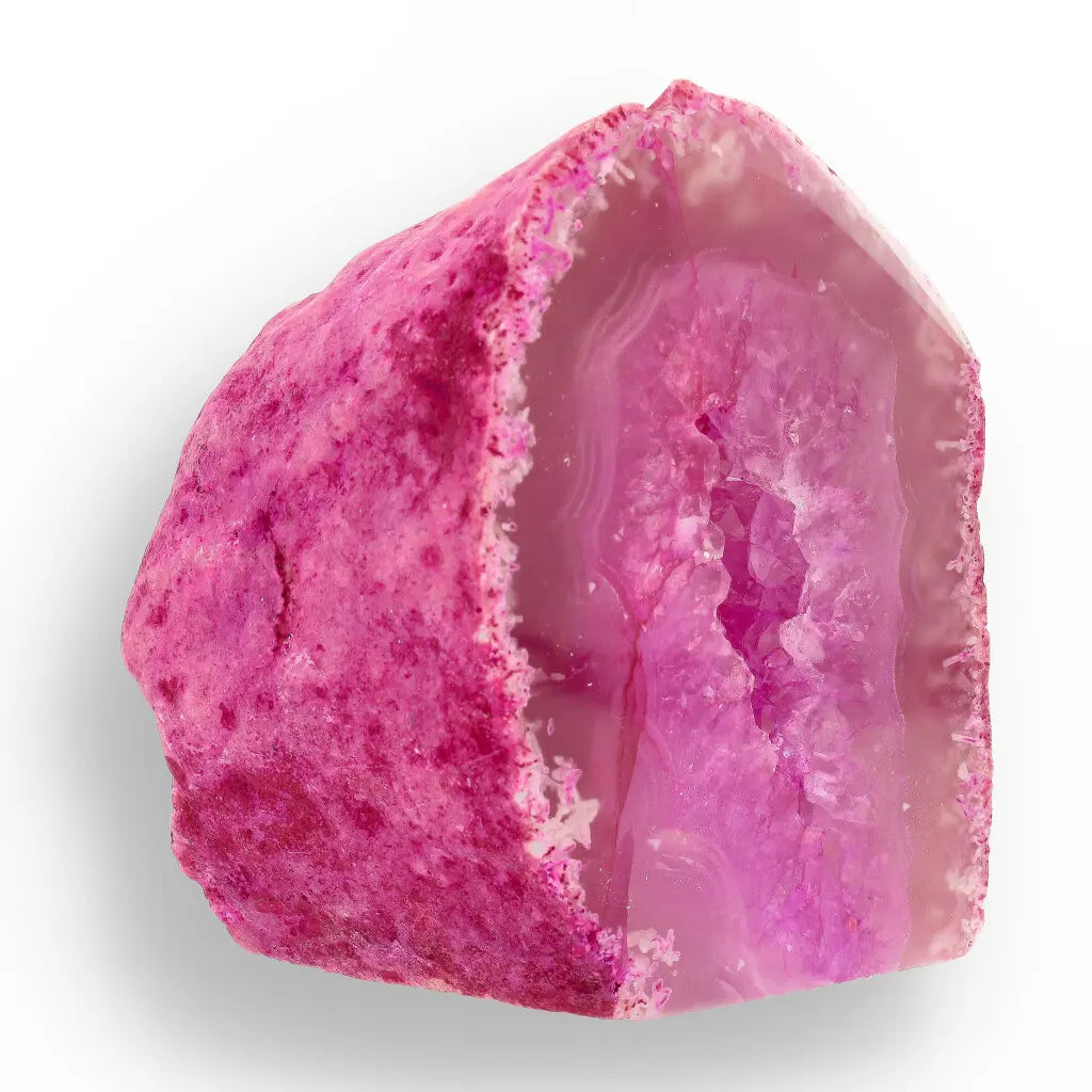Get your Vibrant Pink Agate Dyed Flat Base Geode online now or in store at Forever Gems in Franschhoek, South Africa