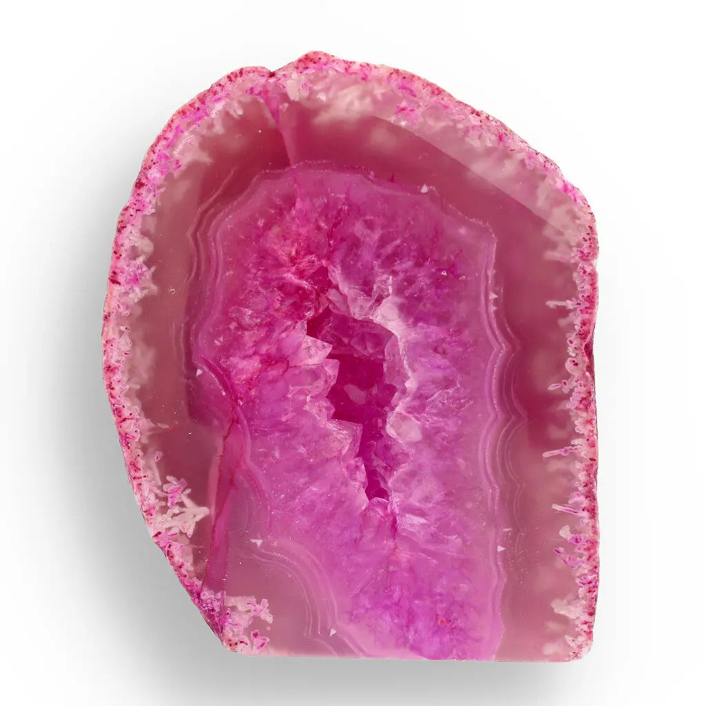 Get your Vibrant Pink Agate Dyed Flat Base Geode online now or in store at Forever Gems in Franschhoek, South Africa