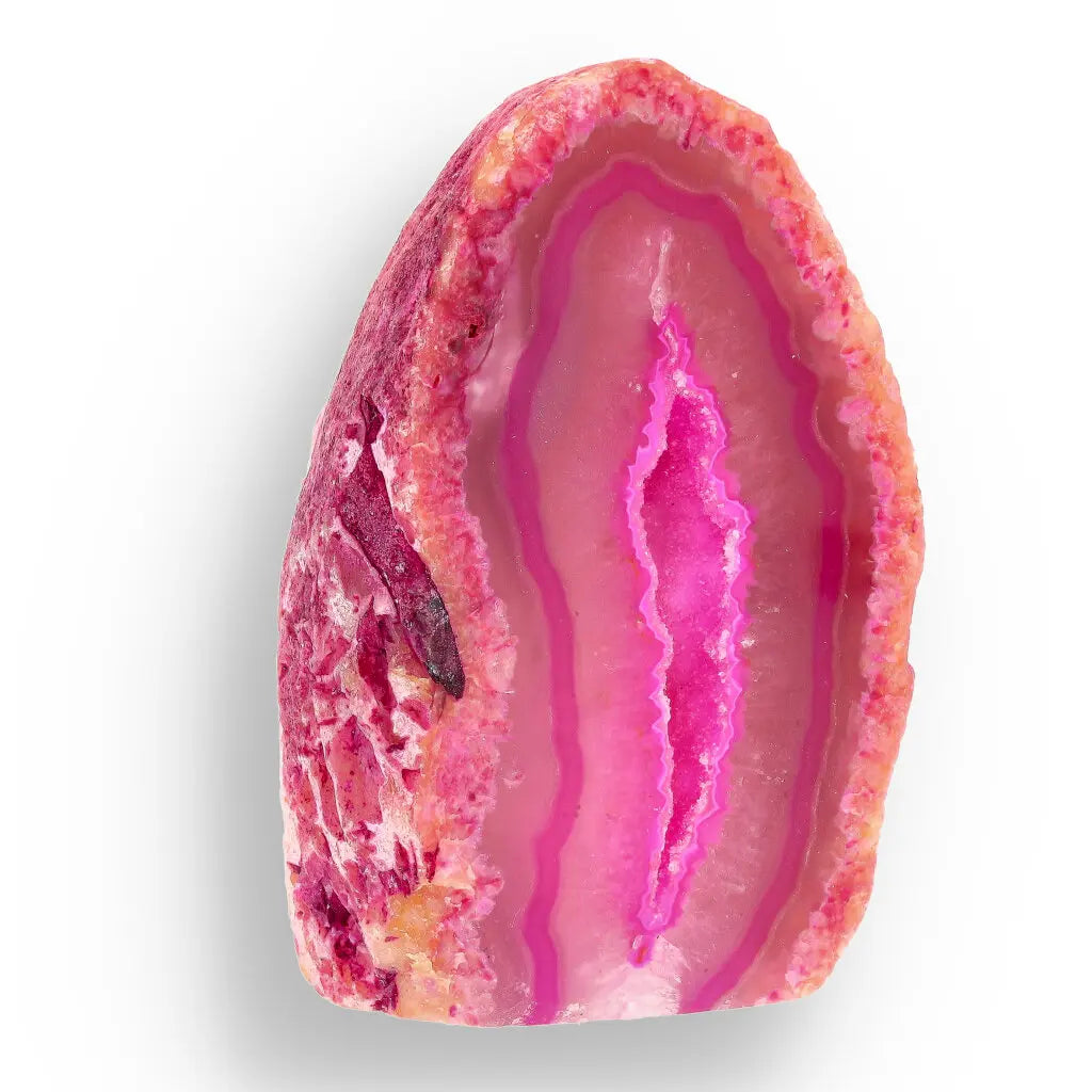 Get your Agate Crystal Cave - Pink Dyed Polished Flat Base Geode online now or in store at Forever Gems in Franschhoek, South Africa