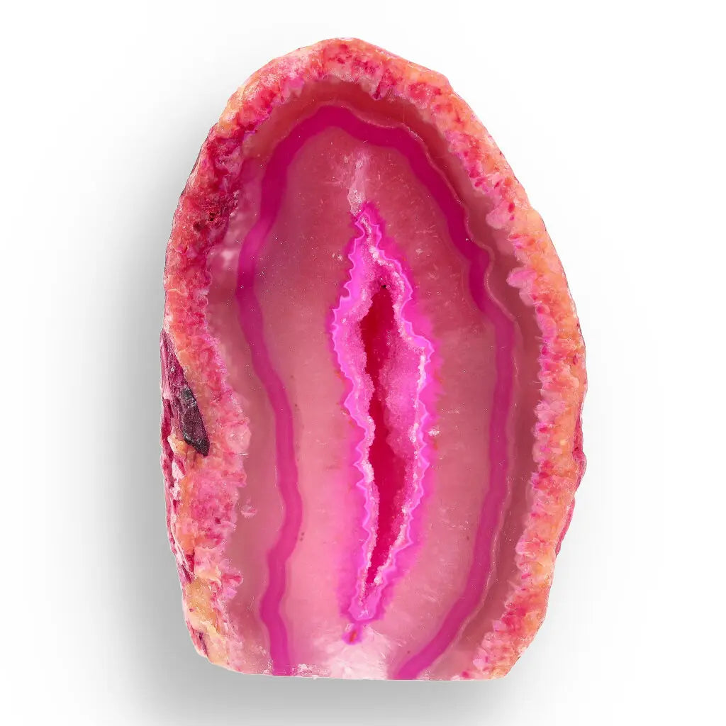 Get your Agate Crystal Cave - Pink Dyed Polished Flat Base Geode online now or in store at Forever Gems in Franschhoek, South Africa