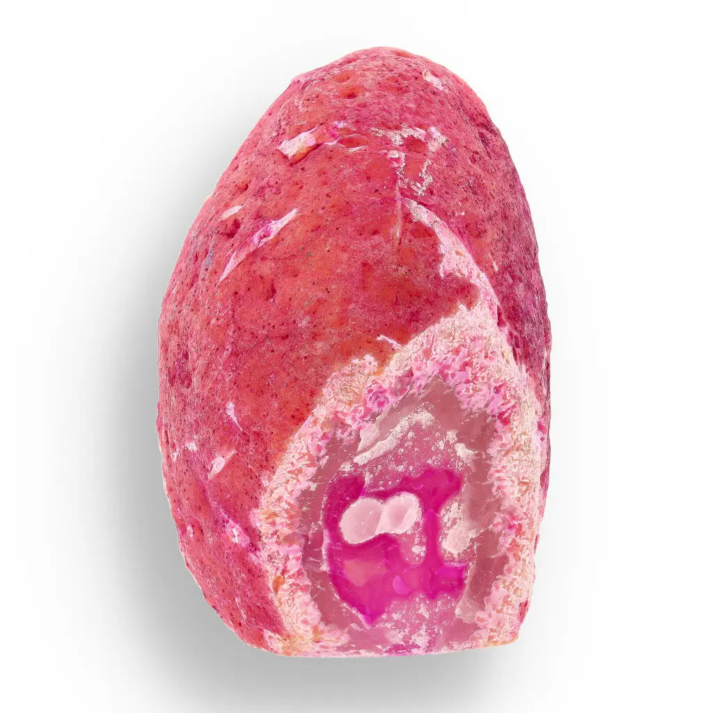 Get your Agate Crystal Cave - Pink Dyed Polished Flat Base Geode online now or in store at Forever Gems in Franschhoek, South Africa