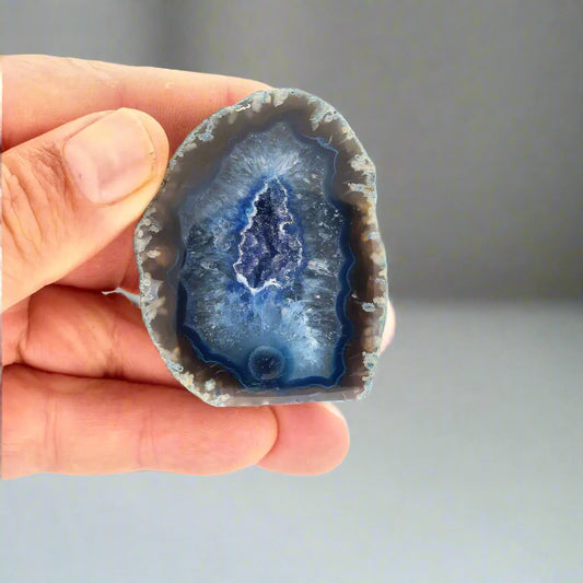 Get your Blue Agate Treasure - Dyed Brazilian Flat Base Geode online now or in store at Forever Gems in Franschhoek, South Africa