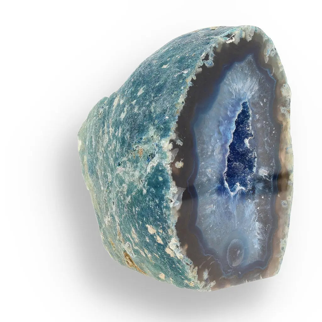 Get your Blue Agate Treasure - Dyed Brazilian Flat Base Geode online now or in store at Forever Gems in Franschhoek, South Africa