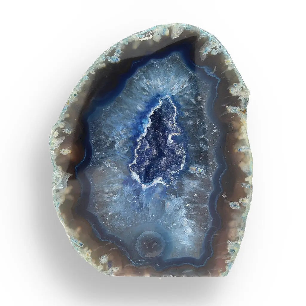 Get your Blue Agate Treasure - Dyed Brazilian Flat Base Geode online now or in store at Forever Gems in Franschhoek, South Africa