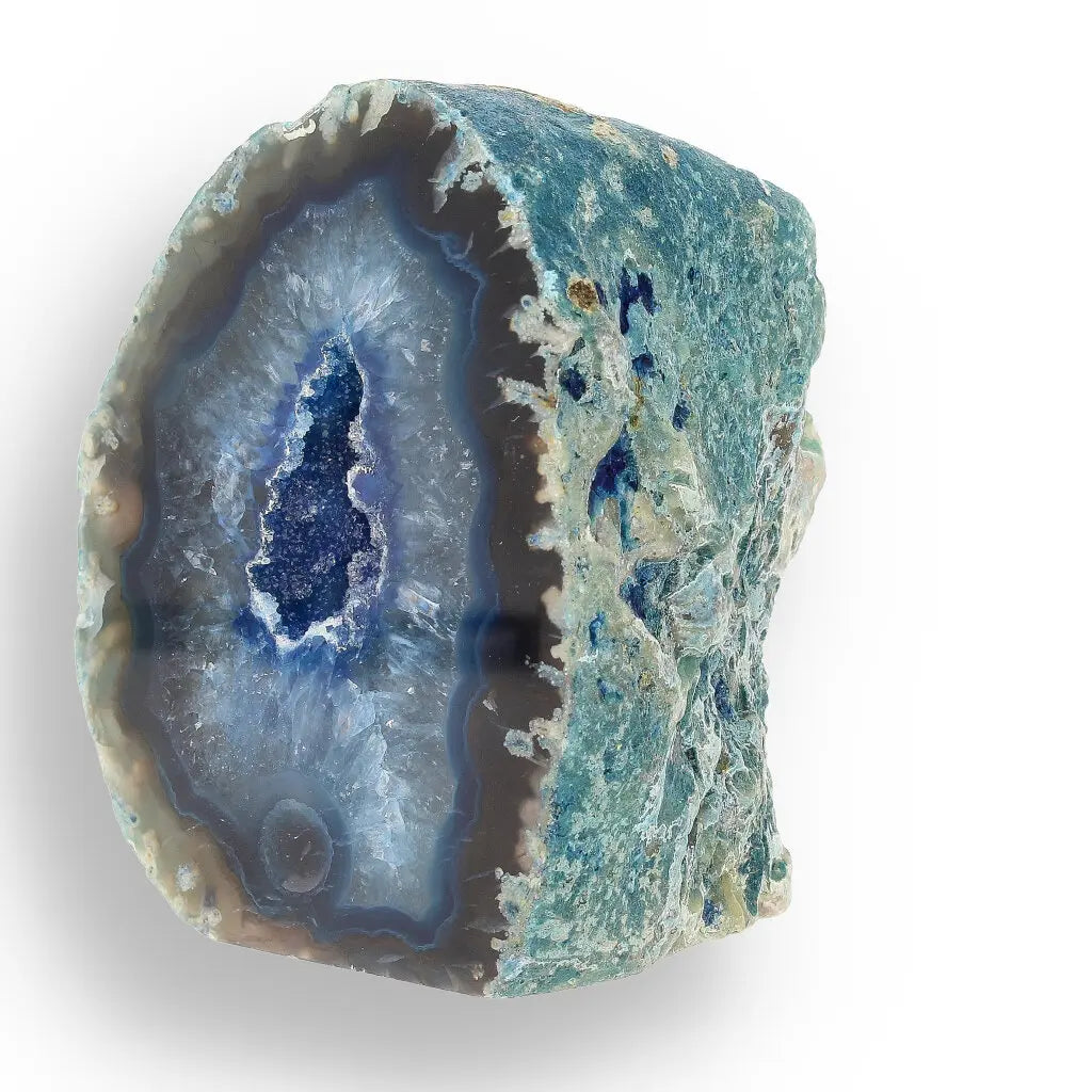 Get your Blue Agate Treasure - Dyed Brazilian Flat Base Geode online now or in store at Forever Gems in Franschhoek, South Africa