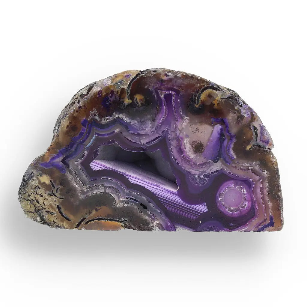 Get your Agate Nature's Masterpiece - Purple Dyed Flat Base Geode online now or in store at Forever Gems in Franschhoek, South Africa