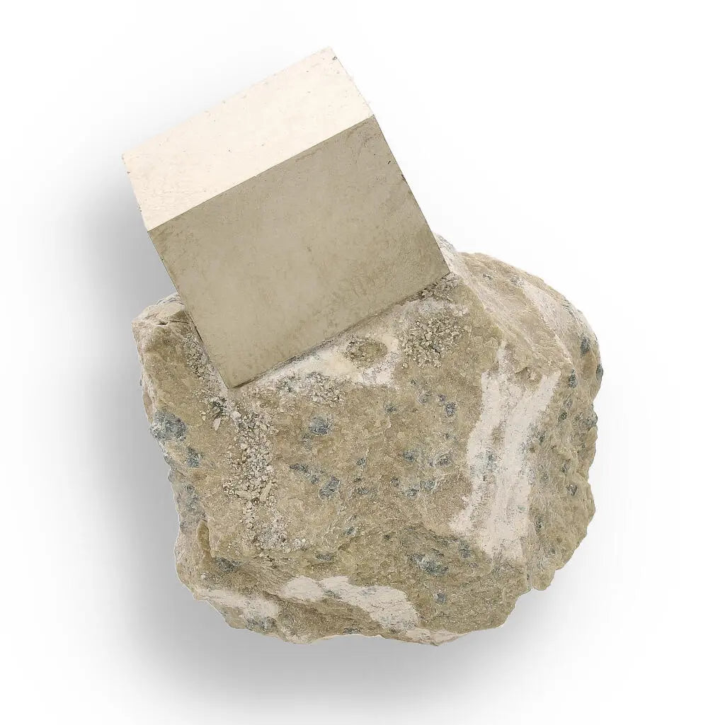 Get your Natural Pyrite Cube – Sculptural Mineral Marvel with a Flat Base Display online now or in store at Forever Gems in Franschhoek, South Africa