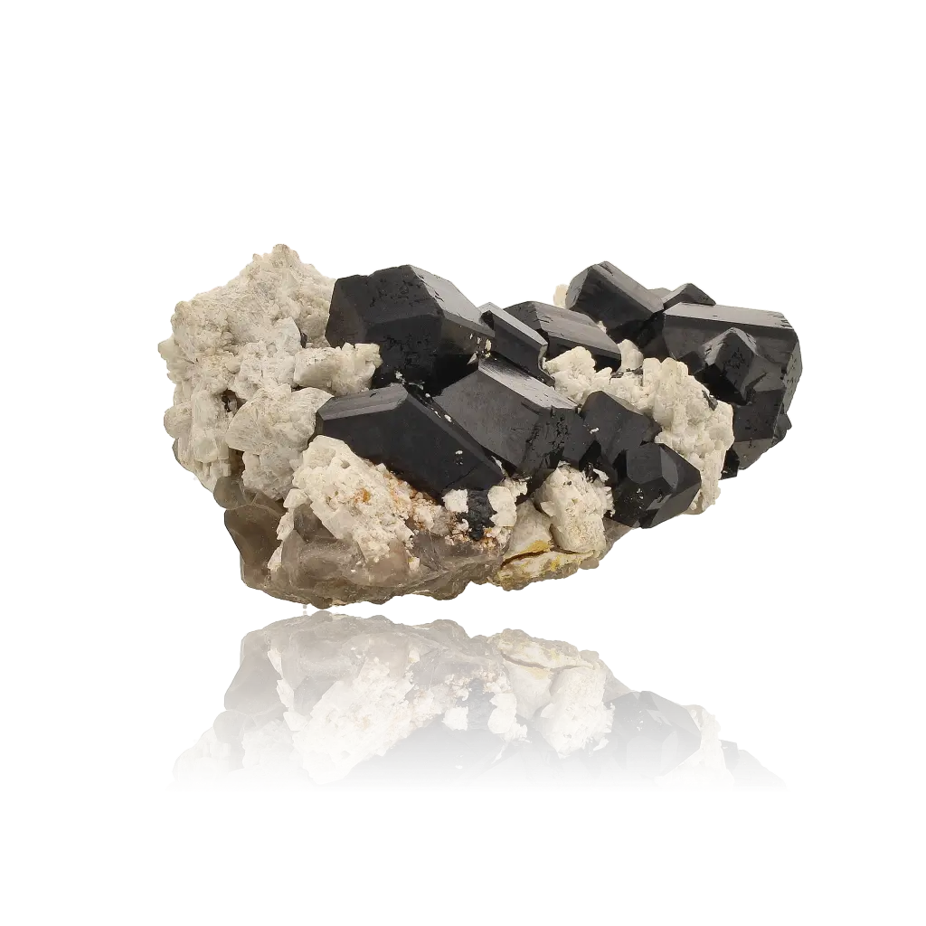 Get your Schorl Black Tourmaline with Feldspar and Smoky Quartz online now or in store at Forever Gems in Franschhoek, South Africa