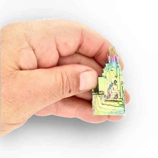 Rainbow Bismuth Crystal – Iridescent Metallic Geometric Specimen